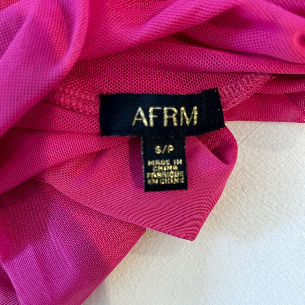 AFRM pink long sleeve mesh dress with slip - Picture 3 of 4